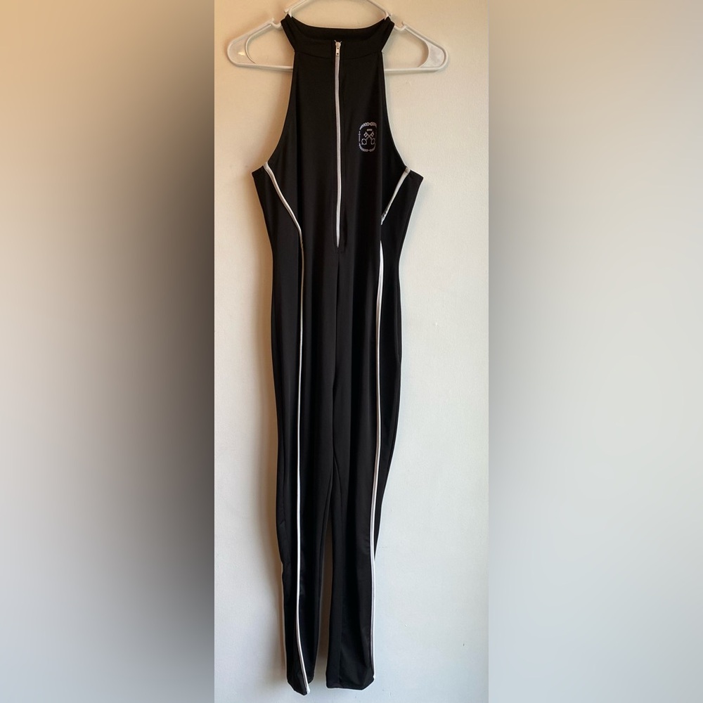 FASHION NOVA Black and White Full-Length Jumpsuit